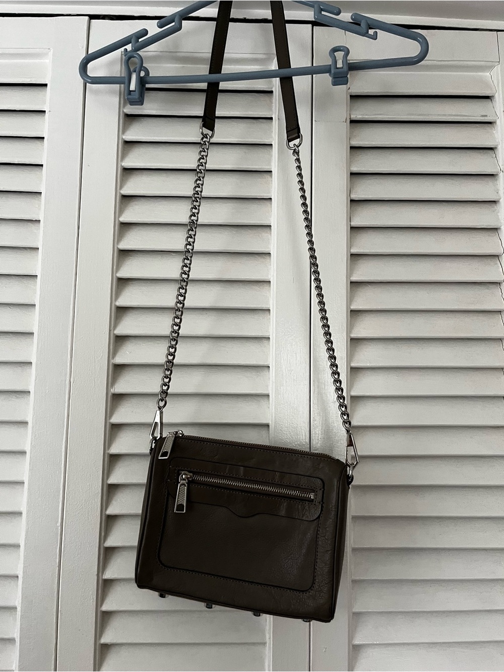 Leather Crossbody Bag in slate grey
